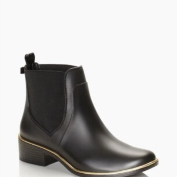 Kate Spade Black Ankle Booties with Gold Trim - Picture 1 of 14